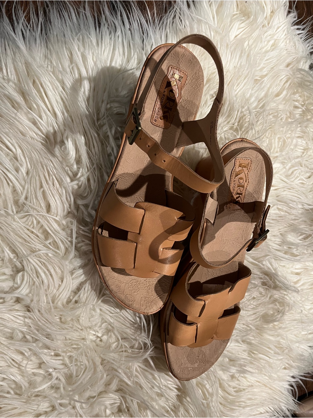 Kork-Ease Tan Leather Woven Slingback Sandals